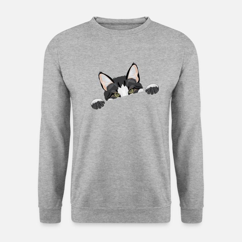 Peeping funny cat - Unisex Sweatshirt - salt & pepper
