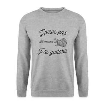 J peux pas j ai guitare idée cadeau guitariste - Sweat-shirt Unisexe - gris chiné - Devant - Alina (178cm) & Michal (187cm)