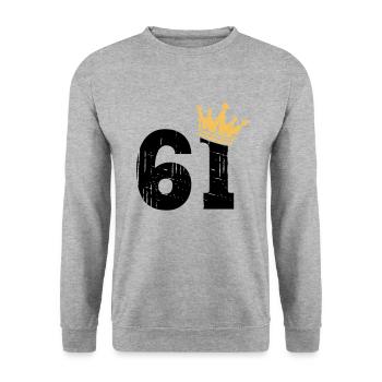 61 Crown 61e anniversaire 61 ans - Sweat-shirt Unisexe - gris chiné - Devant - Alina (178cm) & Michal (187cm)