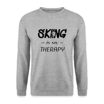 skiing is my therapy - Unisex Pullover - Weißgrau meliert - Vorne - Alina (178cm) & Michal (187cm)