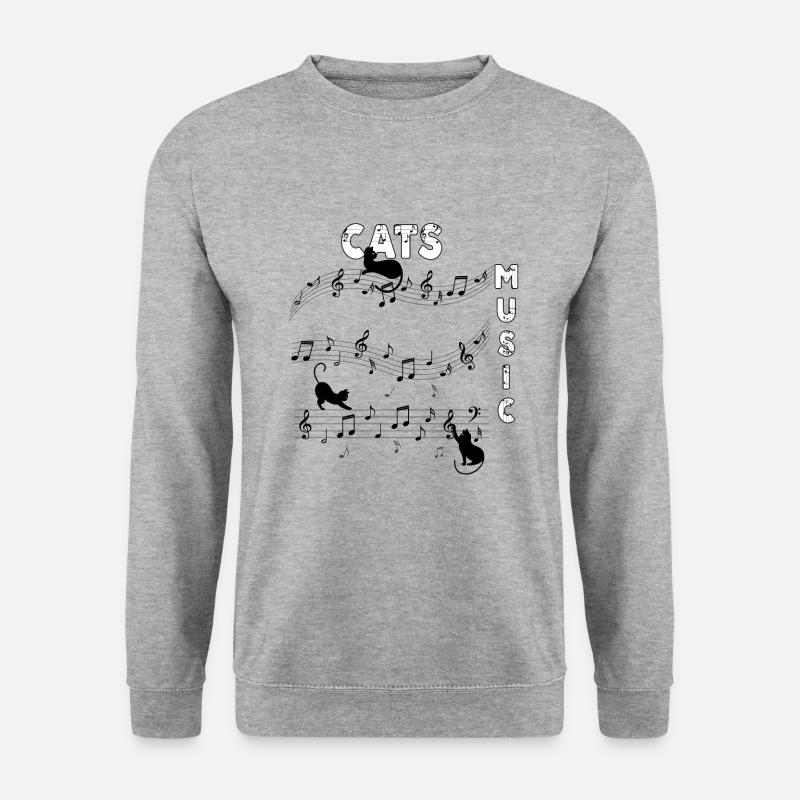Katzen Musik - Unisex Pullover - Weißgrau meliert