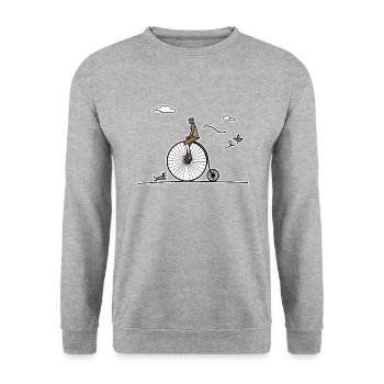 Antikes Fahrrad - Unisex Pullover - Weißgrau meliert - Vorne - Alina (178cm) & Michal (187cm)