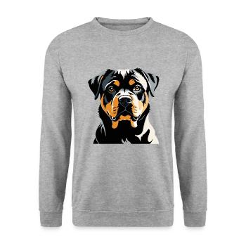 Rottweiler - Autocollant pour chien de compagnie - Sweat-shirt Unisexe - gris chiné - Devant - Alina (178cm) & Michal (187cm)