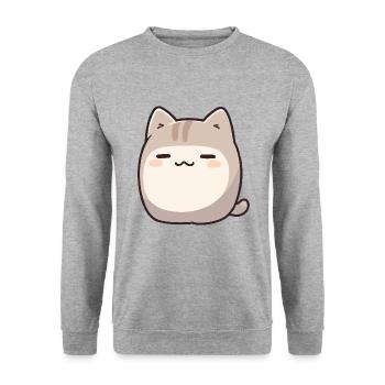 Blobby Cat - Bande dessinée pour animaux de compagnie mignons - Sweat-shirt Unisexe - gris chiné - Devant - Alina (178cm) & Michal (187cm)