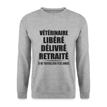 Vétérinaire célèbre sa retraite avec humour cadeau - Sweat-shirt Unisexe - gris chiné - Devant - Alina (178cm) & Michal (187cm)