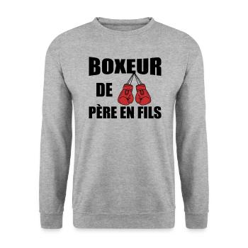 Boxeur De Père En Fils Humour Boxe - Sweat-shirt Unisexe - gris chiné - Devant - Alina (178cm) & Michal (187cm)