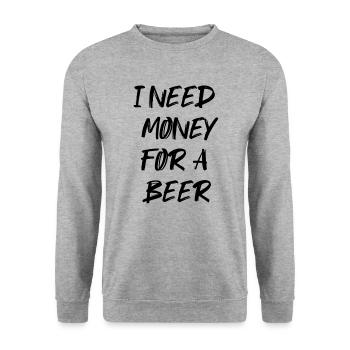Brauche Geld für Bier! - Unisex Pullover - Weißgrau meliert - Vorne - Alina (178cm) & Michal (187cm)