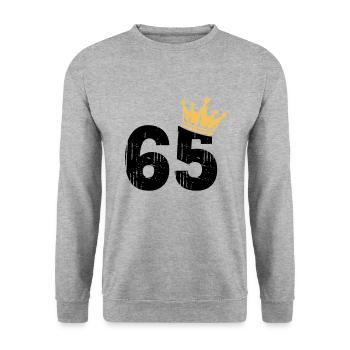 65 Couronne 65e anniversaire 65 ans - Sweat-shirt Unisexe - gris chiné - Devant - Alina (178cm) & Michal (187cm)