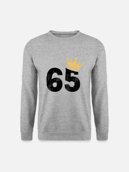 65 Krone 65. Geburtstag 65 Jahre - Unisex Pullover - Weißgrau meliert