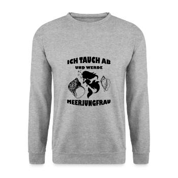 Meerjungfrau Meer Muschel Mermaid Tauchen - Unisex Pullover - Weißgrau meliert - Vorne - Alina (178cm) & Michal (187cm)