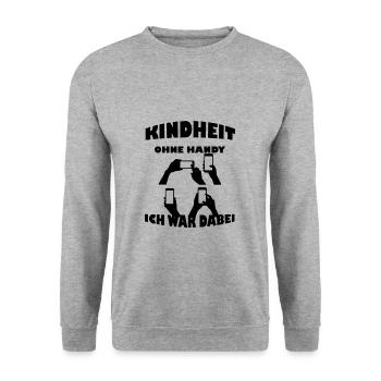 Childhood Mobile Phone - Unisex Sweatshirt - salt & pepper - Front - Alina (178cm) & Michal (187cm)