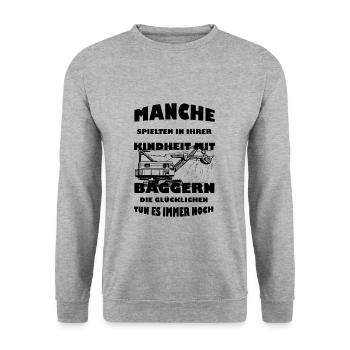 Excavator driver Excavators Childhood Construction worker Gift - Unisex Sweatshirt - salt & pepper - Front - Alina (178cm) & Michal (187cm)
