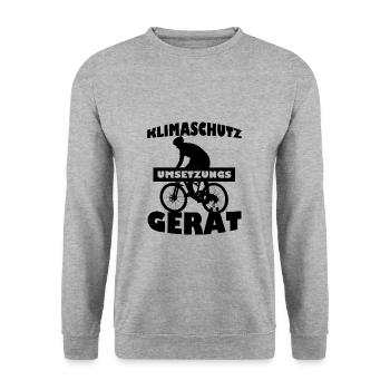 Klimaschutz Fahrrad lustig Umwelt Idee - Unisex Pullover - Weißgrau meliert - Vorne - Alina (178cm) & Michal (187cm)