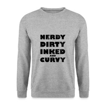 Nerdy Dirty Inked And Curvy - Unisex Sweatshirt - salt & pepper - Front - Alina (178cm) & Michal (187cm)