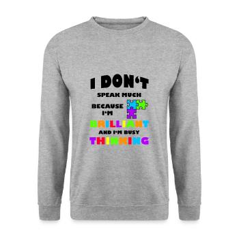 I Dont Speak Much Brilliant Autism - Unisex Sweatshirt - salt & pepper - Front - Alina (178cm) & Michal (187cm)