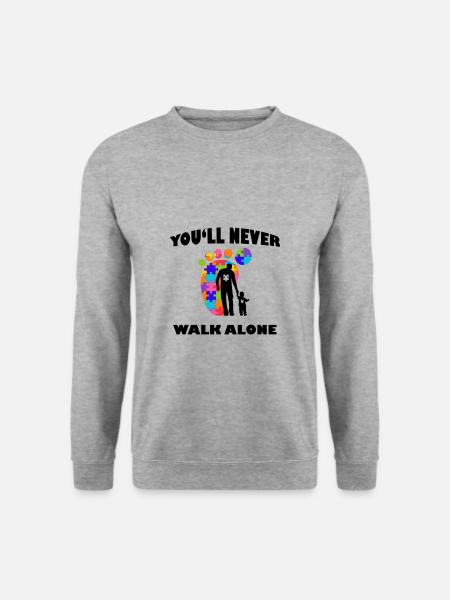 Never Alone Alone Father & Son Autism Awaren - Unisex Pullover - Weißgrau meliert
