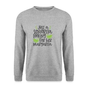 Nur eine Seniorita auf der Suche nach ihrer Margarita - Unisex Pullover - Weißgrau meliert - Vorne - Alina (178cm) & Michal (187cm)