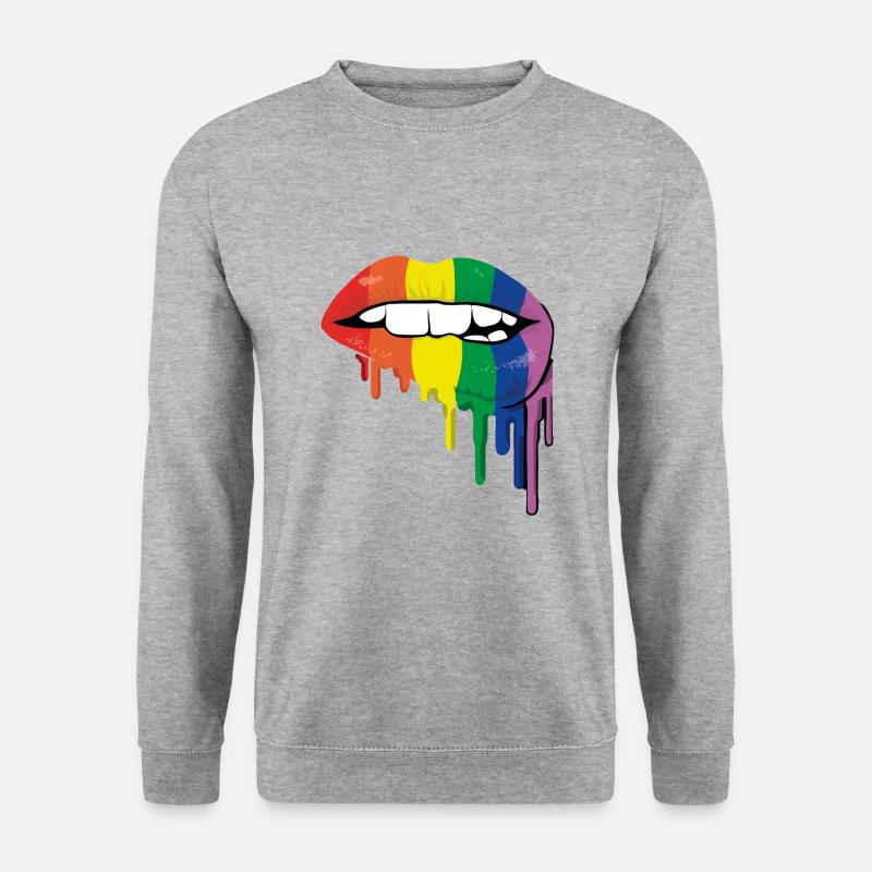 LGBTI Lippen - Unisex Pullover - Weißgrau meliert