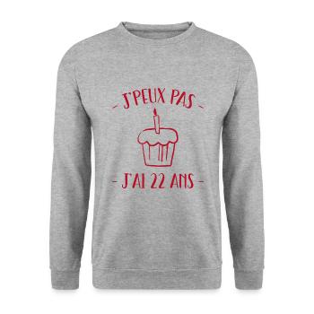 je peux pas j'ai 22 ans, cadeau 22 ans - Sweat-shirt Unisexe - gris chiné - Devant - Alina (178cm) & Michal (187cm)