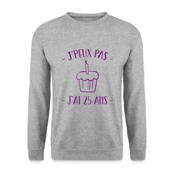 JE PEUX PAS J'AI 25 ANS - Sweat-shirt Unisexe - gris chiné - Devant - Alina (178cm) & Michal (187cm)