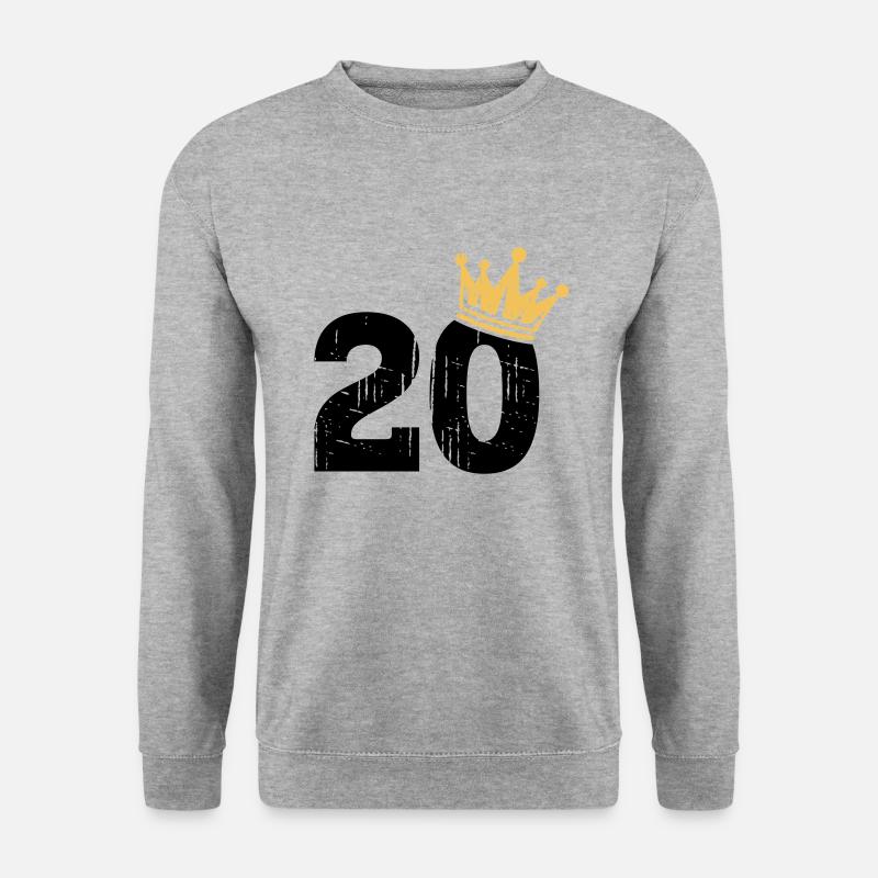 20 Krone 20. Geburtstag 20 Jahre - Unisex Pullover - Weißgrau meliert