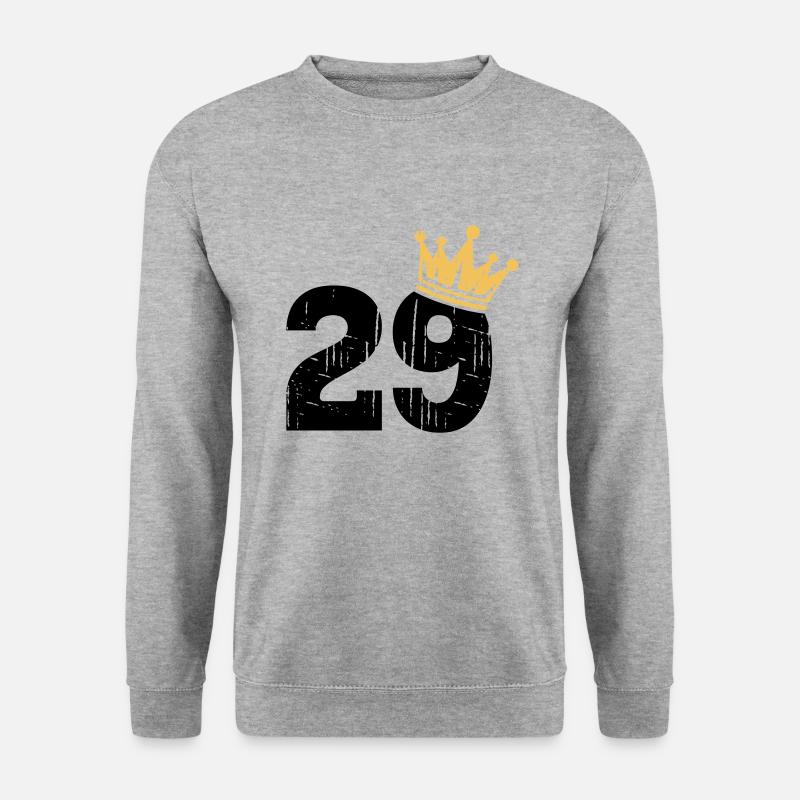 29 Krone 29. Geburtstag 29 Jahre - Unisex Pullover - Weißgrau meliert