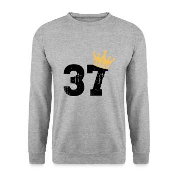 37 Crown 37th birthday 37 years old - Unisex Sweatshirt - salt & pepper - Front - Alina (178cm) & Michal (187cm)