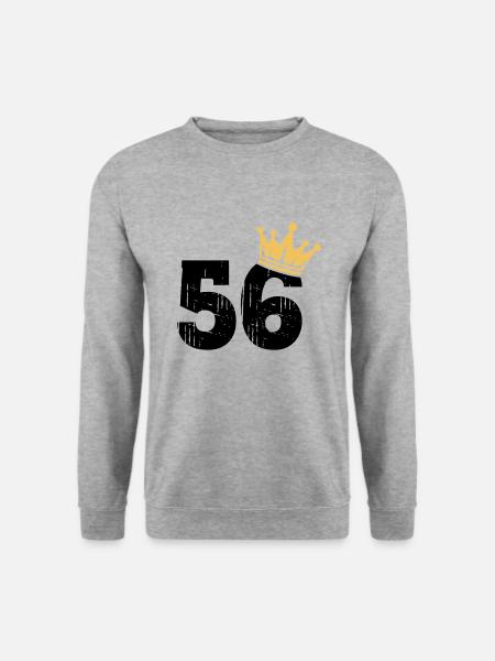 56 Krone 56. Geburtstag 56 Jahre - Unisex Pullover - Weißgrau meliert