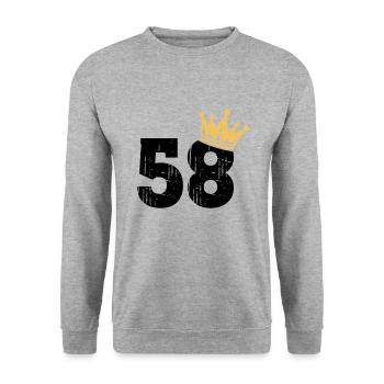 58 Krone 58. Geburtstag 58 Jahre - Unisex Pullover - Weißgrau meliert - Vorne - Alina (178cm) & Michal (187cm)