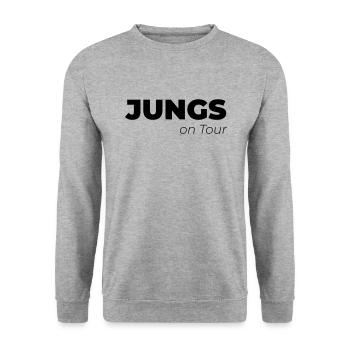 Jungs on Tour - Unisex Pullover - Weißgrau meliert - Vorne - Alina (178cm) & Michal (187cm)