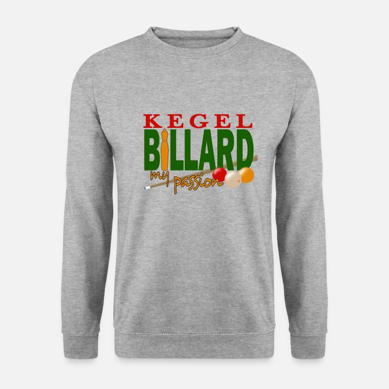 Kegel Billard my passion (mit Kegel) - Unisex Pullover - Weißgrau meliert