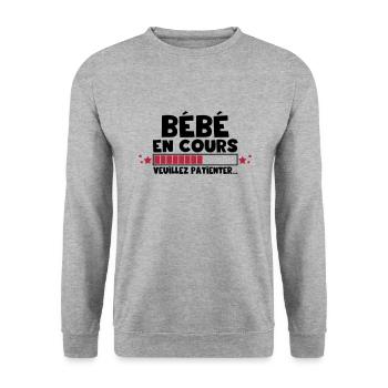Bébé en cours,grossesse,famille - Sweat-shirt Unisexe - gris chiné - Devant - Alina (178cm) & Michal (187cm)