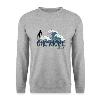 One More Wave Tho! Japanische Welle Surfer Vibes - Unisex Pullover - Weißgrau meliert - Vorne - Alina (178cm) & Michal (187cm)