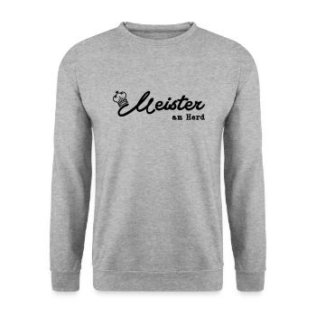 Meister am Herd - Unisex Pullover - Weißgrau meliert - Vorne - Alina (178cm) & Michal (187cm)