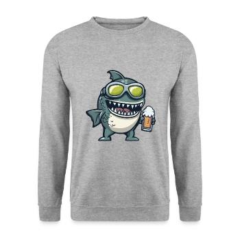 Piranha Fish Après Ski Beer Comic - Unisex Sweatshirt - salt & pepper - Front - Alina (178cm) & Michal (187cm)