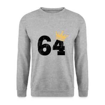 64 Crown 64th Birthday 64 years old - Unisex Sweatshirt - salt & pepper - Front - Alina (178cm) & Michal (187cm)
