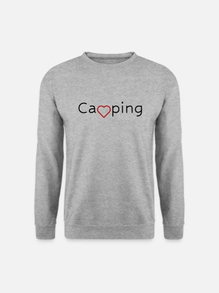 Camping mit Herz - Unisex Pullover - Weißgrau meliert