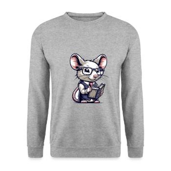 Cute Mouse Teacher - Unisex Sweatshirt - salt & pepper - Front - Alina (178cm) & Michal (187cm)