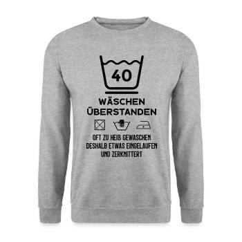 40. GEBURTSTAG JAHRGANG 1981 40 JAHRE - Unisex Pullover - Weißgrau meliert - Vorne - Alina (178cm) & Michal (187cm)