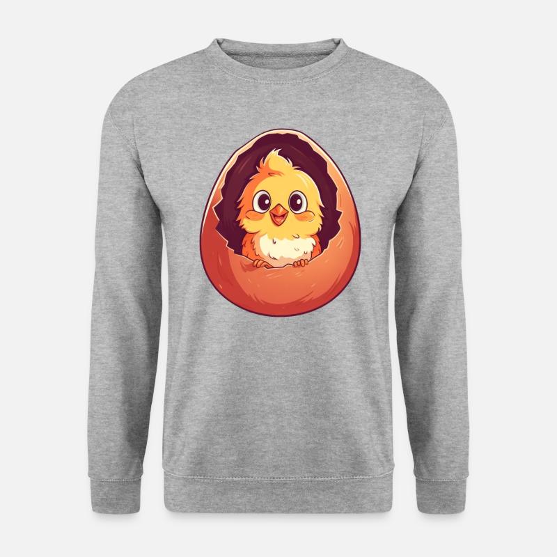Chick in Egg - Charmant design de poulet - Sweat-shirt Unisexe - gris chiné