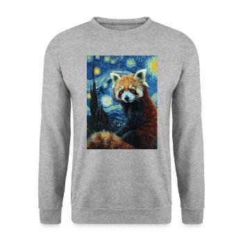 Red Panda, Van Gogh, Starry Night - Unisex Sweatshirt - salt & pepper - Front - Alina (178cm) & Michal (187cm)