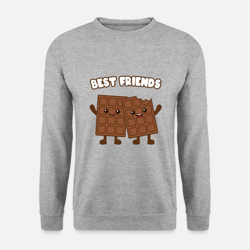 Best Friends Schokolade - Unisex Pullover - Weißgrau meliert