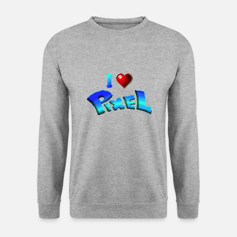 Ich liebe Pixel - Unisex Pullover - Weißgrau meliert