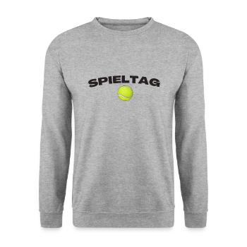 Spieltag Tennis - Unisex Pullover - Weißgrau meliert - Vorne - Alina (178cm) & Michal (187cm)