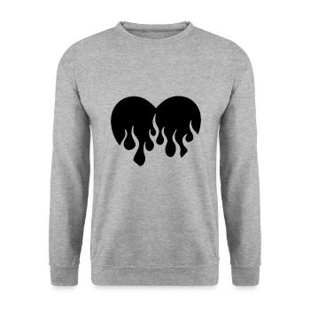 Heart in flames - Unisex Sweatshirt - salt & pepper - Front - Alina (178cm) & Michal (187cm)
