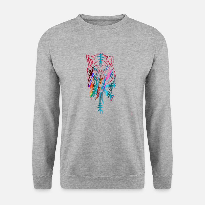 Wolf, Wikinger, germanen, asgard,Walhalla - Unisex Pullover - Weißgrau meliert