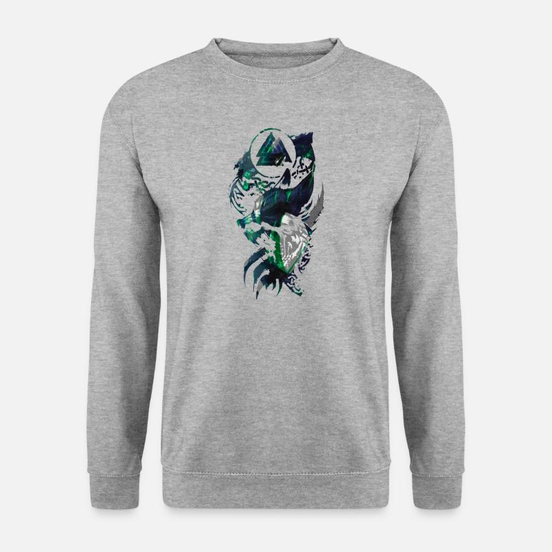 Wolf, Wikinger, germanen, asgard, midgard,valhalla - Unisex Pullover - Weißgrau meliert