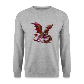 Dragon, Bleu clair, Peinture, Graffiti, Aquarelle - Sweat-shirt Unisexe - gris chiné - Devant - Alina (178cm) & Michal (187cm)