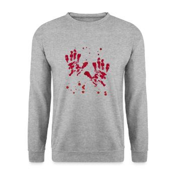 blood,hands,blood spatter,halloween - Unisex Sweatshirt - salt & pepper - Front - Alina (178cm) & Michal (187cm)