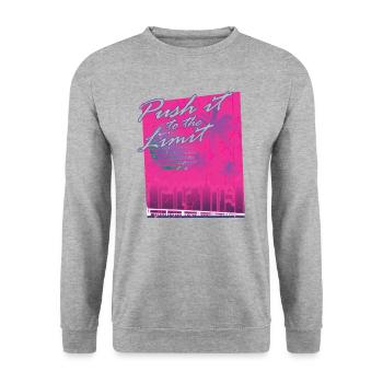 80er Retro Miami Vaporwave Ästhetik - Unisex Pullover - Weißgrau meliert - Vorne - Alina (178cm) & Michal (187cm)
